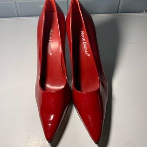 Pierre Dumas  Red Patent Leather Kitten Heels